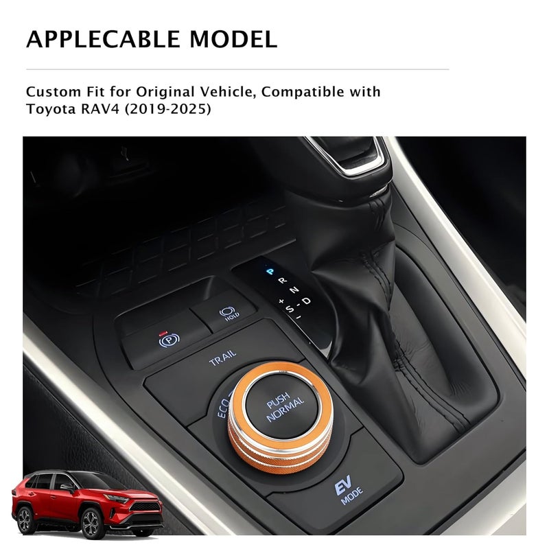 Polodunn for Toyota Rav4 2019-2025 Accessories, 1pcs Aluminum Alloy Knob Cover Trim for Drive Mode Control Switch (Orange) - Image 2